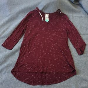 Blu Pepper Mendi Cutout Knit Top - Burgundy M NWT)